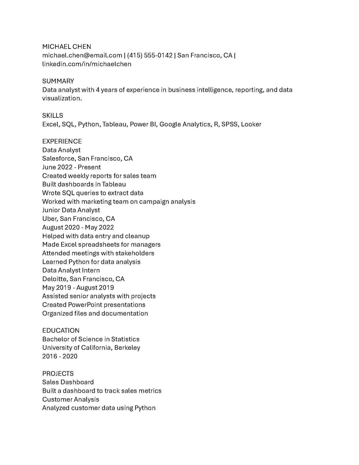 Resume before optimization - unformatted and hard to scan